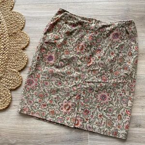 Talbots Women's sz 10 Floral Paisley Midi Skirt Boho Autumn Retro Fall Neutral